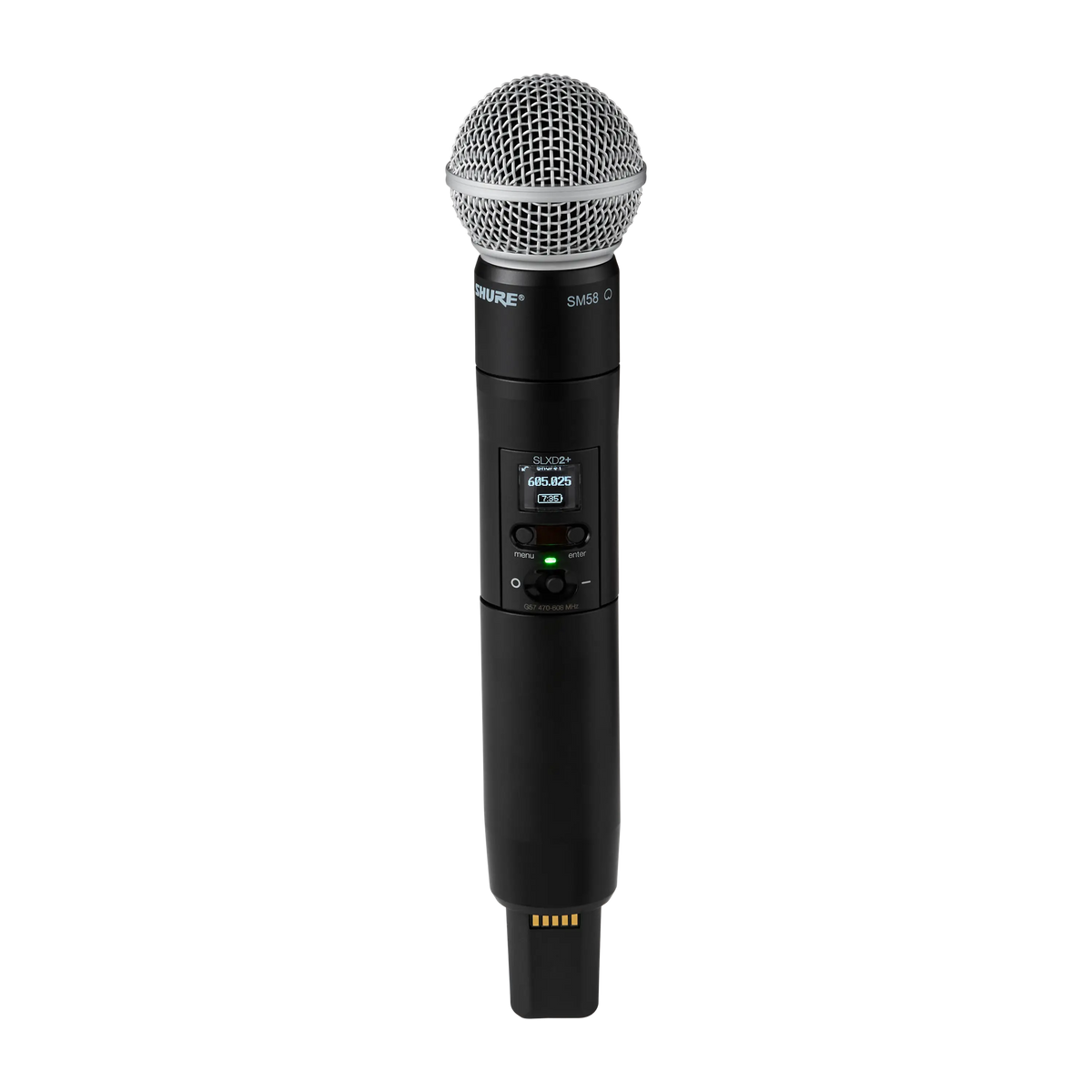 Shure SLXD2+ Digital Handheld Transmitter with SM58(R) Microphone Cartridge
(dynamic, cardioid), Bluetooth remote monito
