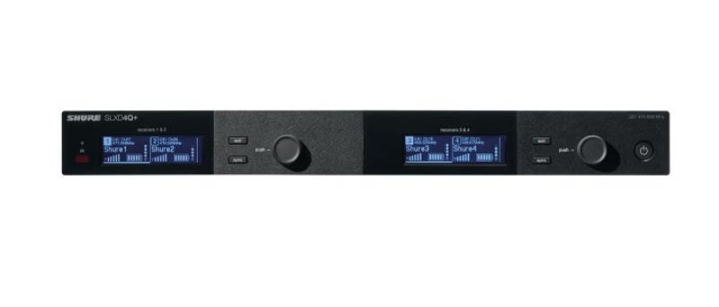 Shure SLXD4Q+ Digital 19" Quad Receiver with 19" rack mount kit, includes
two 1/4-wave antennas and short BNC cables for