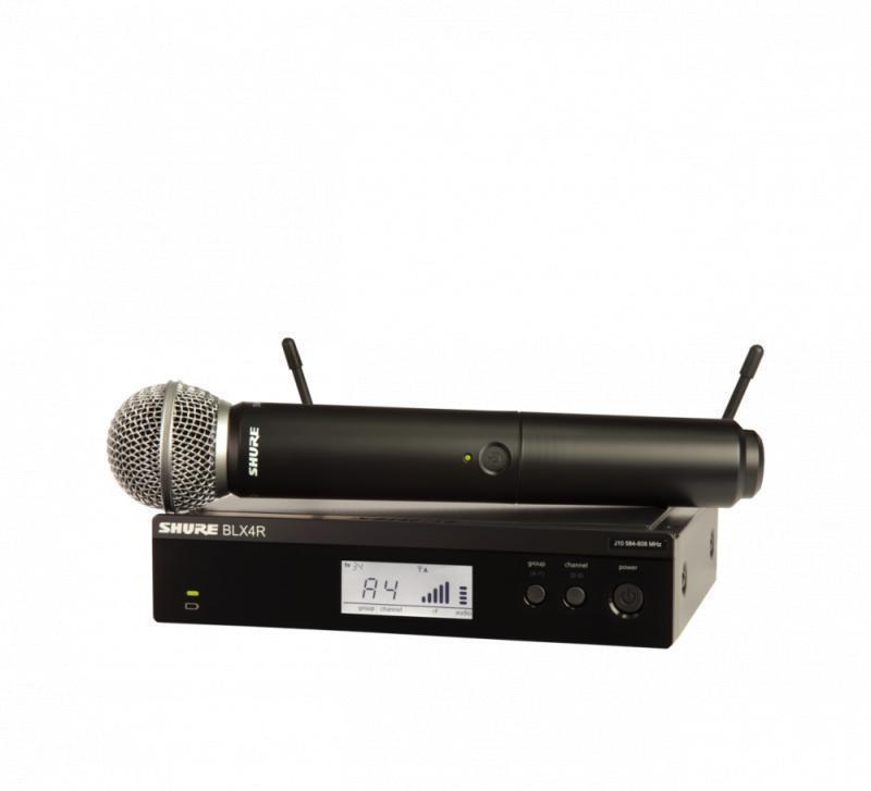 Shure Wireless System, Frequency Band Version: H10 (542-572 MHz), Power
supply included - BLX24R/SM58-H10