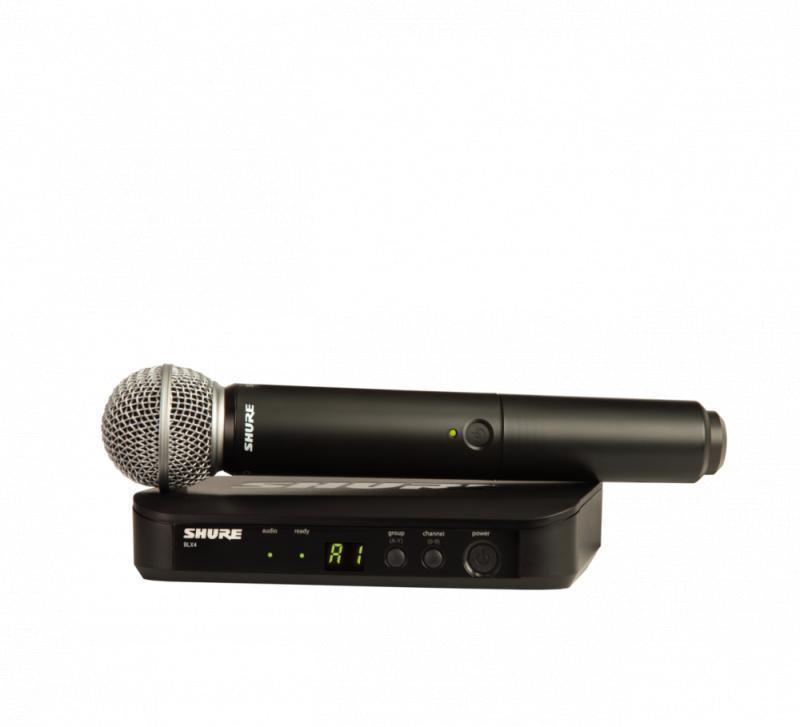 Shure Wireless System, Frequency Band Version: J11 (596-616 MHz), Power
supply included - BLX24/SM58-J11
