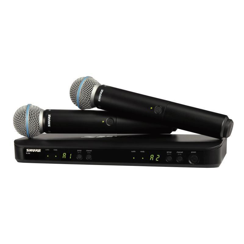 Shure Wireless System, Frequency Band Version: H9 (512-542 MHz), Power
supply included - BLX288/B58-H9