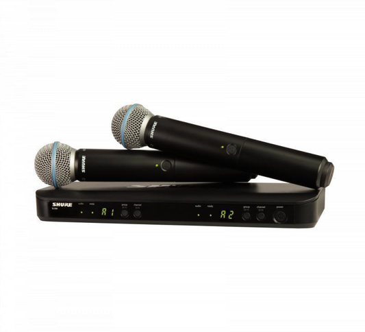 Shure Wireless System, Frequency Band Version: J11 (596-616 MHz), Power
supply included - BLX288/B58-J11
