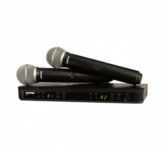 Shure Wireless System, Frequency Band Version: H9 (512-542 MHz), Power
supply included - BLX288/PG58-H9