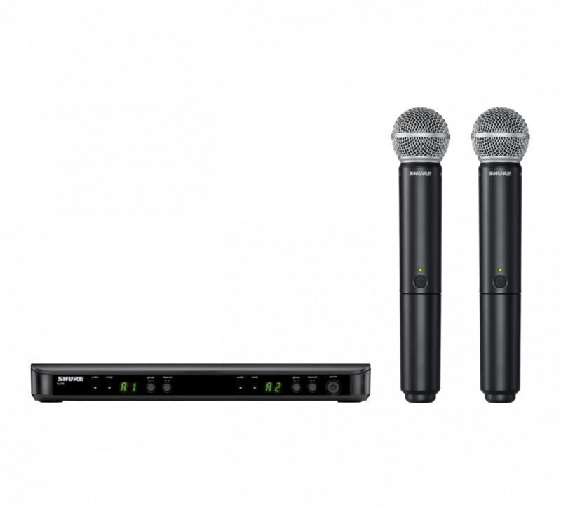 Shure Wireless System, Frequency Band Version: H10 (542-572 MHz), Power
supply included - BLX288/SM58-H10