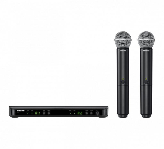 Shure Wireless System, Frequency Band Version: J11 (596-616 MHz), Power
supply included - BLX288/SM58-J11