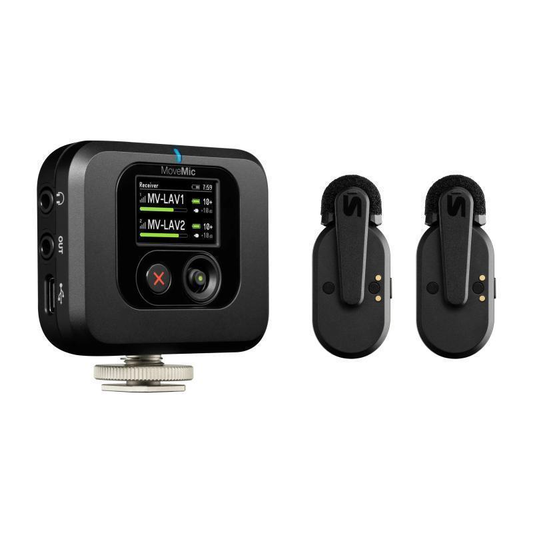 Shure Two-channel wireless microphone system with cold-shoe mountable
receiver for connectivity to cameras, mobile devic