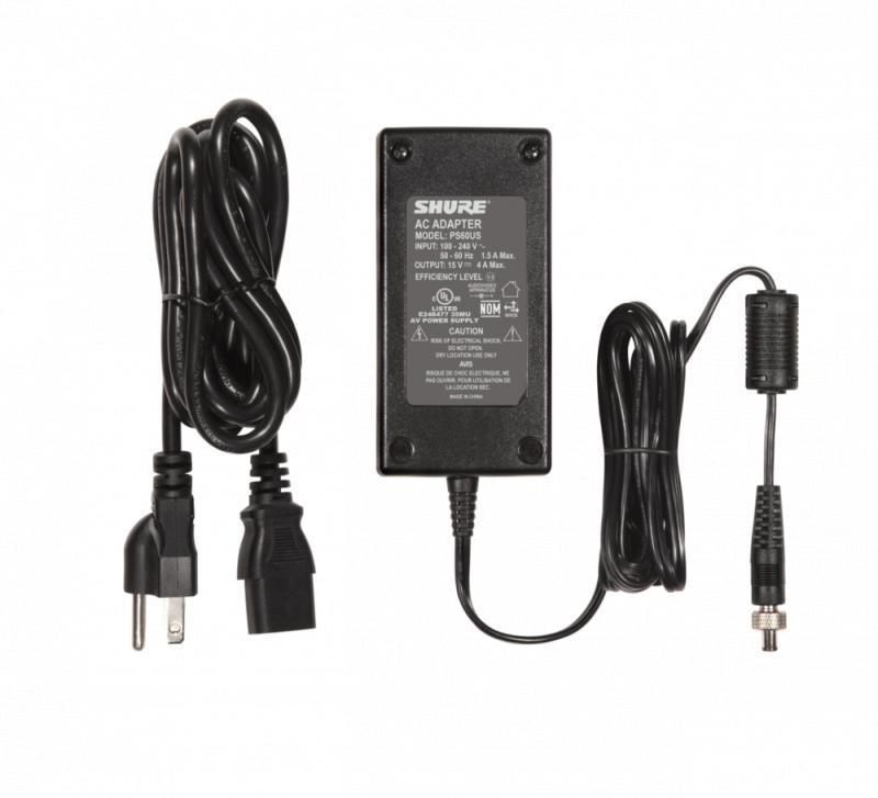 Shure 15V DC in-line power supply for several Shure products, US Power
Supply included - PS60US