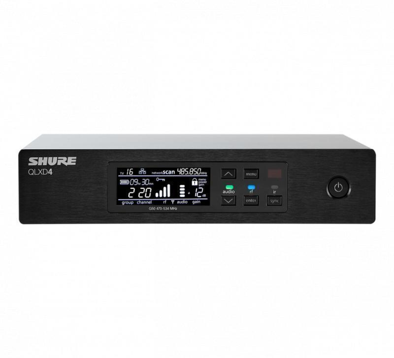 Shure Half-Rack, Single Channel Receiver, Frequency Band Version:
G50 (470-534 MHz) - QLXD4=-G50