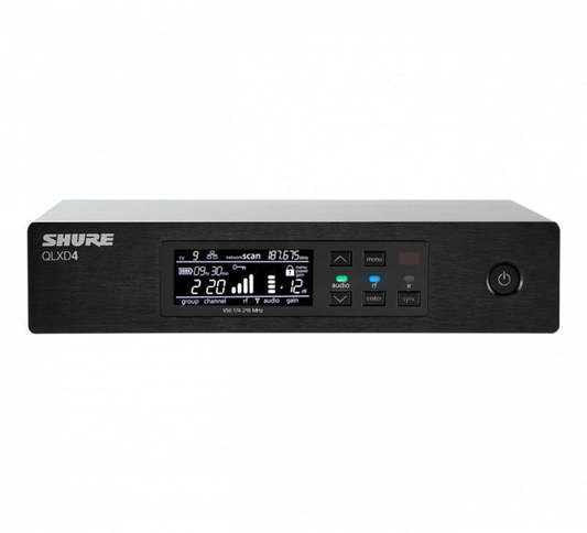 Shure Half-Rack, Single Channel Receiver, Frequency Band Version: V50
(174-216 MHz) - QLXD4=-V50