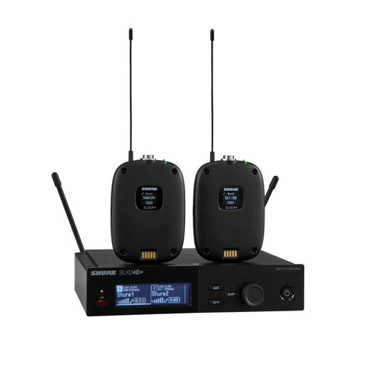 Shure SLX-D+ Digital 2-Channel Wireless Microphone System, includes 1
SLXD4D+ Dual Receiver (1/2 rack) with Bluetooth re