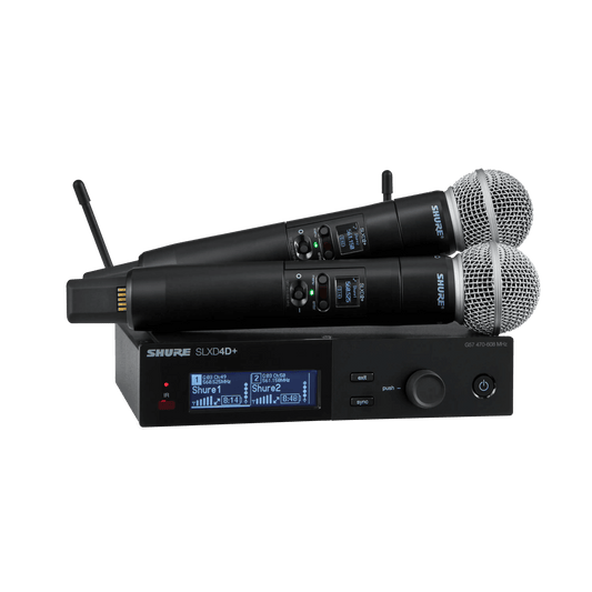Shure SLX-D+ Digital 2-Channel Wireless Microphone System, includes 1
SLXD4D+ Dual Receiver (1/2 rack) with Bluetooth re
