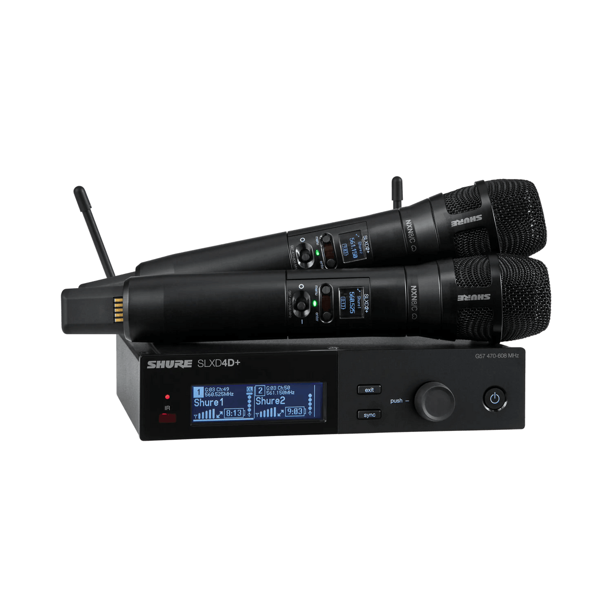 Shure SLX-D+ Digital 2-CH Wireless Microphone System, includes 1 SLXD4D+
Dual Receiver (1/2 rack) with Bluetooth remote 