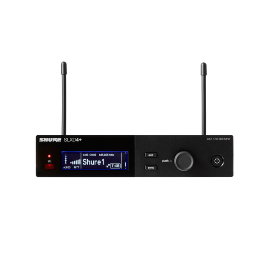 Shure SLXD4+ Digital 1-Channel Wireless Receiver with 24 bit/48 kHz audio
conversion, mic/line level switchable, Bluetoo
