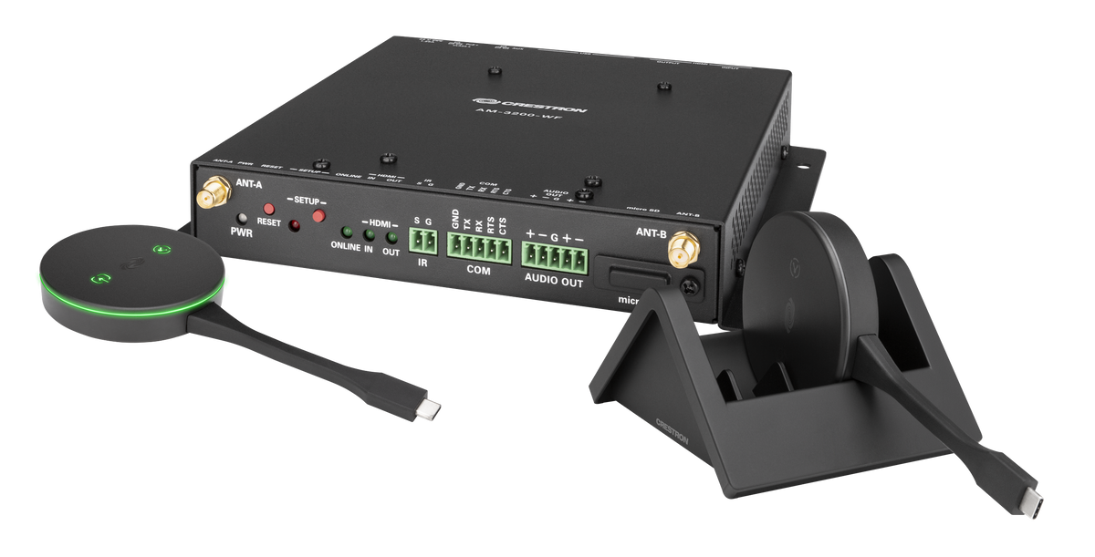 AirMedia® Series 3 Kit with AM-3200-WF Receiver, two AM-TX3-100 Adaptors, and Cradle