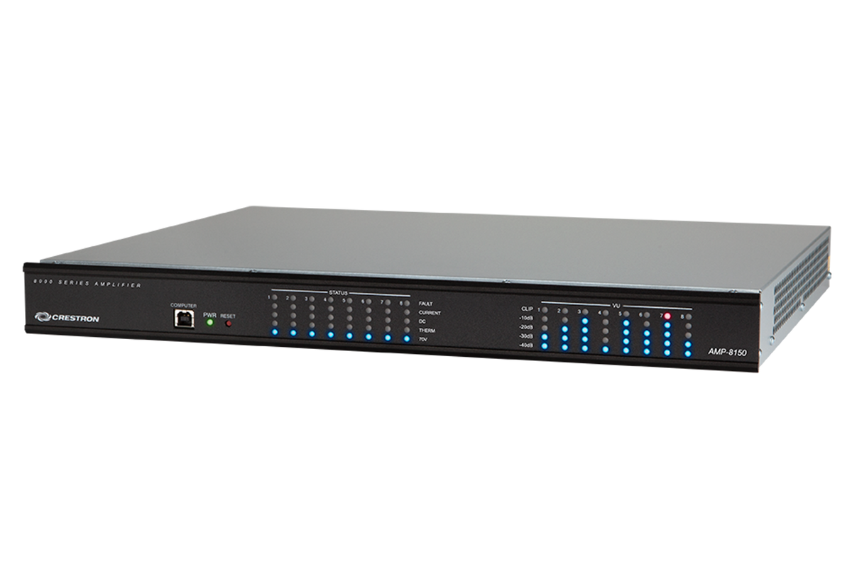8-Channel Power Amplifier, 150W/Ch., 4/8 Ohm or 100V, International, 220-240V