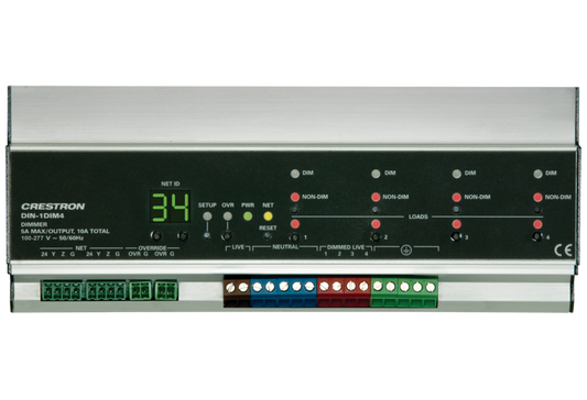 4 Channel Dimmer, 1 Feed, DIN Rail Mount