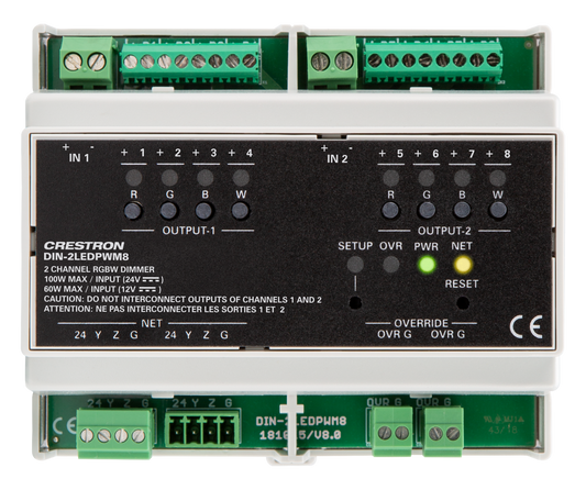 2 Channel RGBW LED Dimmer, DIN Rail Mount