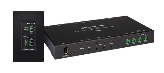 4K 2x1 DM® Essentials Scaling Auto-Switcher and Wall Plate Extender over CATx Cable, Black