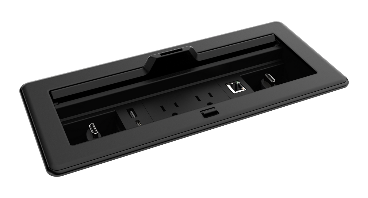 FlipTop™ FT2 Series Cable Management System, 1200 Size, Electrical, Pass-Through Lid, Black
