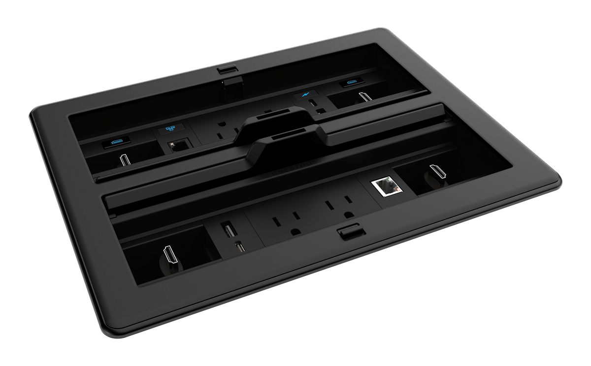 FlipTop™ FT2 Series Cable Management System, 1400 Size, Electrical, Pass-Through Lid, Black