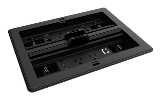 FlipTop™ FT2 Series Cable Management System, 1400 Size, Electrical, Pass-Through Lid, Black