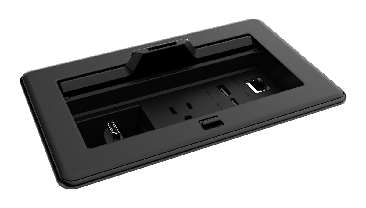 FlipTop™ FT2 Series Cable Management System, 202 Size, Electrical, Pass-Through Lid, Black