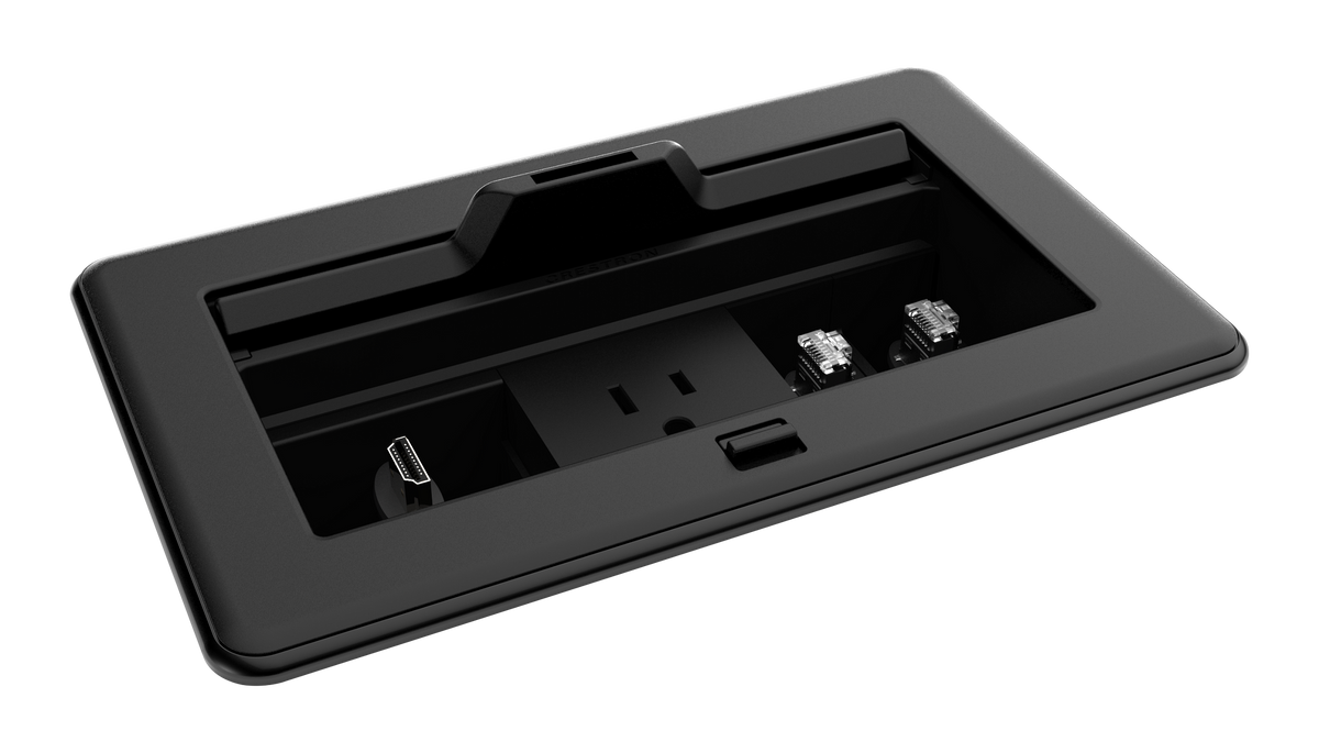 FlipTop™ FT2 Series Cable Management System, 202 Size, Mechanical, Pass-Through Lid, Black