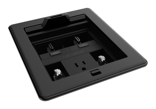 FlipTop™ FT2 Series Cable Management System, 500 Size, Mechanical, Pass-Through Lid, Black