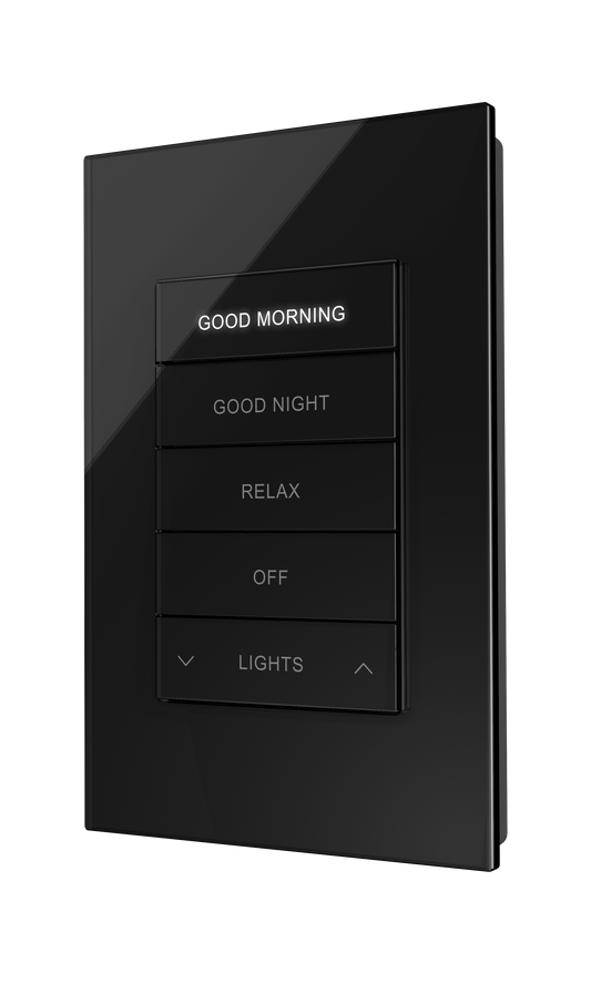 Horizon® 2 In-Wall Switch with infiNET EX® Wireless Communication, 120 VAC, Black Glass, Engraved