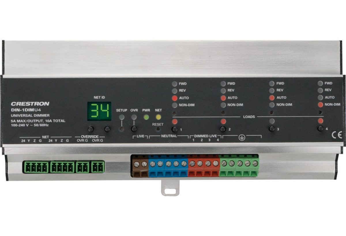 4 Channel Universal Dimmer, 1 Feed, DIN Rail Mount