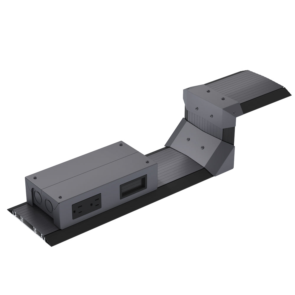 Stair Riser side Entry 2 Power / 2 Data Device Box- 1 Brush and 2 Decora Blank