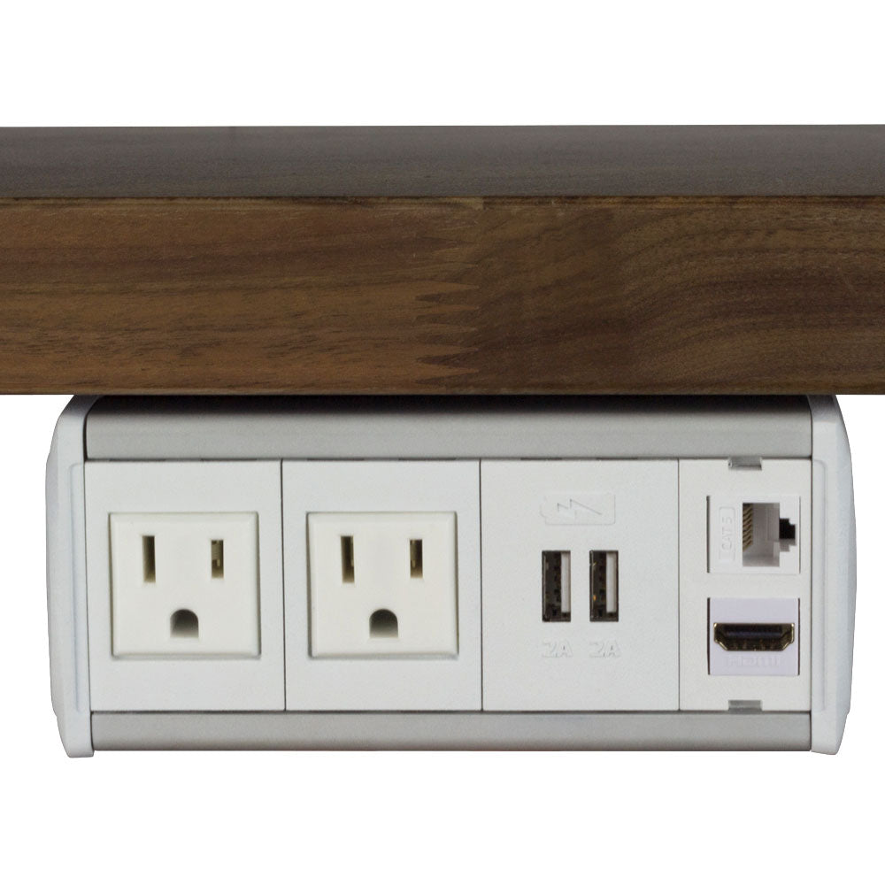 Symphony Under-Table stocked model w/ 2 AC outlets, 1 Dual USB-A/USB-C Charger, Aluminum Housing, Black End Cap, Black I
