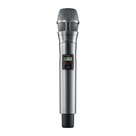 Shure digital handheld transmitter with Nexadyne 8/C cardioid dynamic
microphone capsule, nickel finish, frequency band 